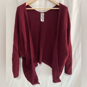 Sadie and Sage Maroon Open Front Sweater Cardigan Size Small